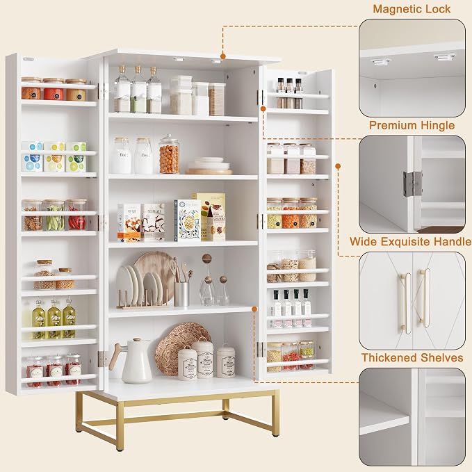 Saudism Pantry Cabinet, Large Cupboard - Image 7