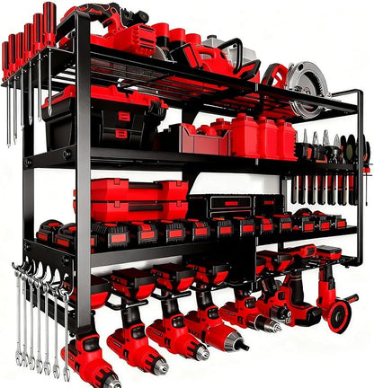 Large Power Tool Organizer Wall Mount, 4 Layer Heavy Duty 8 Cordless Drill by Unknown