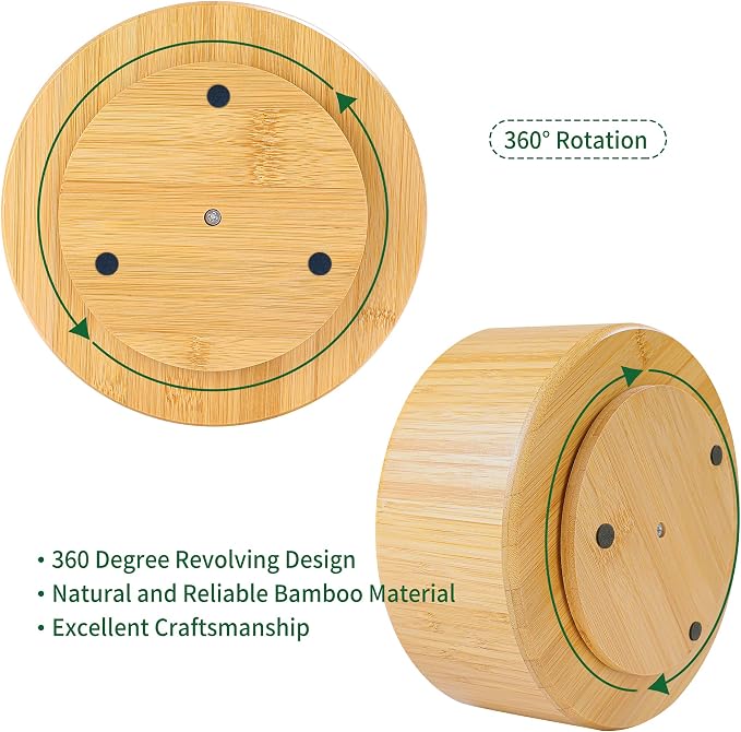 Utoplike Bamboo Rotating Art Supply Desk Organizer, Pencil Holder Organizer - Image 3