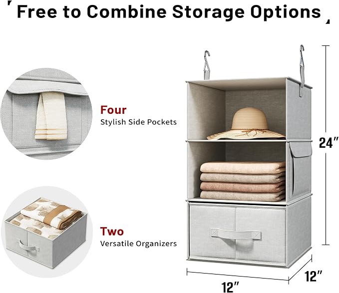 2 Pack 3-Shelf Hanging Closet Organizer - Image 3