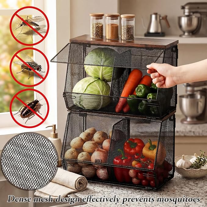 Teenyyou 2 Pcs Stackable Mesh Fruit Basket - Image 4