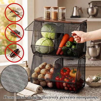 Teenyyou 2 Pcs Stackable Mesh Fruit Basket - Image 4