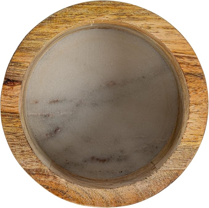 Creative Co-Op Mango Wood and Marble Bottle Holder - Image 5