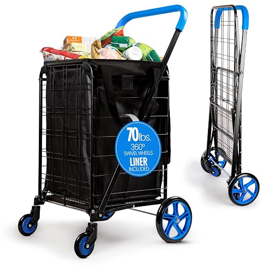 SereneLife Small Compact Folding Shopping Cart by SereneLife