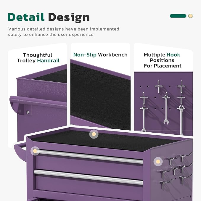 Greenvelly Tool Chest, 8-Drawer Rolling Tool Chest - Image 5