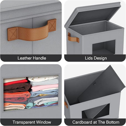 Univivi Storage Bins with Lids Collapsible Foldable Closet Storage Boxes - Image 3
