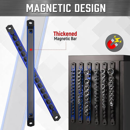 ALOANES 6-Piece Magnetic Socket Organizer, Heavy Duty Aluminum Socket Rails - Image 4
