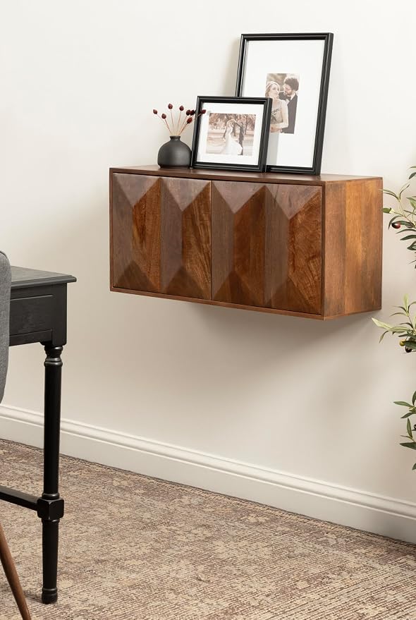 Kate and Laurel Ranier Modern Wooden Two-Door Wall Cabinet, Walnut Brown - Image 5