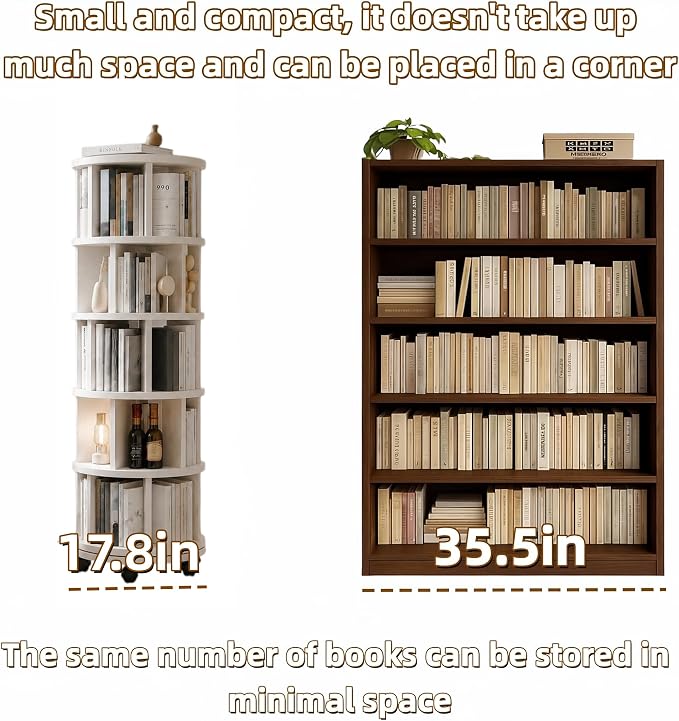 Solid Wood Rotating Round Bookshelf Towers - Image 4