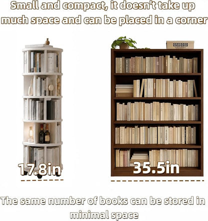Solid Wood Rotating Round Bookshelf Towers - Image 4