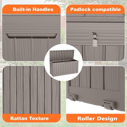 75 Gallon Outdoor Storage Box, Resin Deck Boxes Waterproof, Indoor Outdoor Bin - Image 4