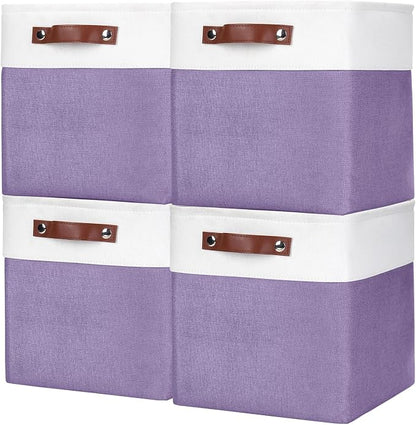 Collapsible Fabric Storage Cubes 11x11 Cube Storage Bins, 4 Pack Closet Baskets by Bagnizer