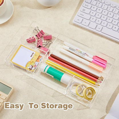 Clear Acrylic Desk Drawer Organizer 11 x 6.1 x 1.38 Inch Storage Tray Organizer - Image 3