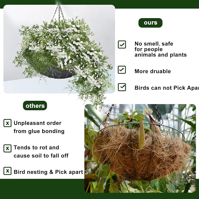3PCS 16 Inch Round Hanging Basket Liners Fabric Hanging Plant Liners Non-Woven - Image 4