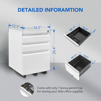 FLEXISPOT Mobile File Cabinet for Home Office Under Desk Storage - Image 2