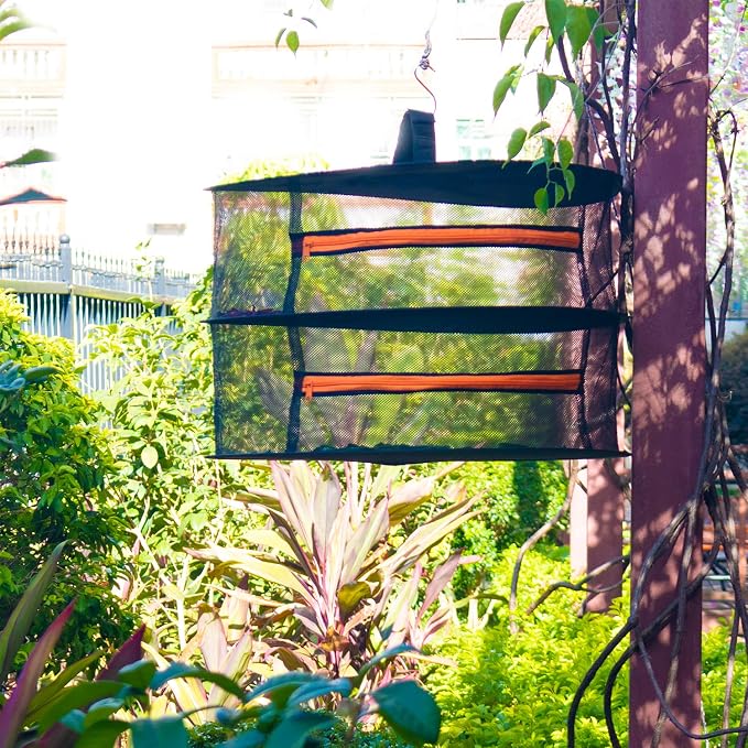 Desy & Feeci Herb Drying Rack- 2ft Diameter 2 Layer Folding Mesh Hanging Basket - Image 6