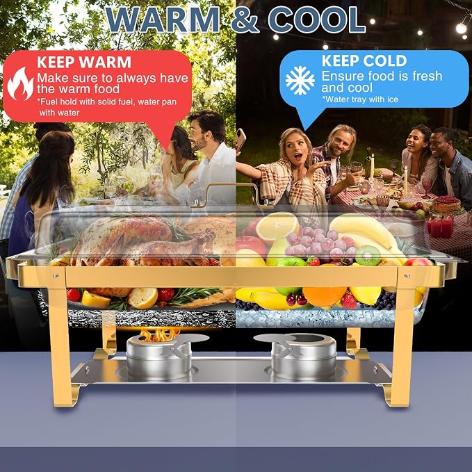 SIOTMERA 9QT Chafing Dishes for Buffet 1 Pack, Thickened Stable Stainless Steel - Image 4