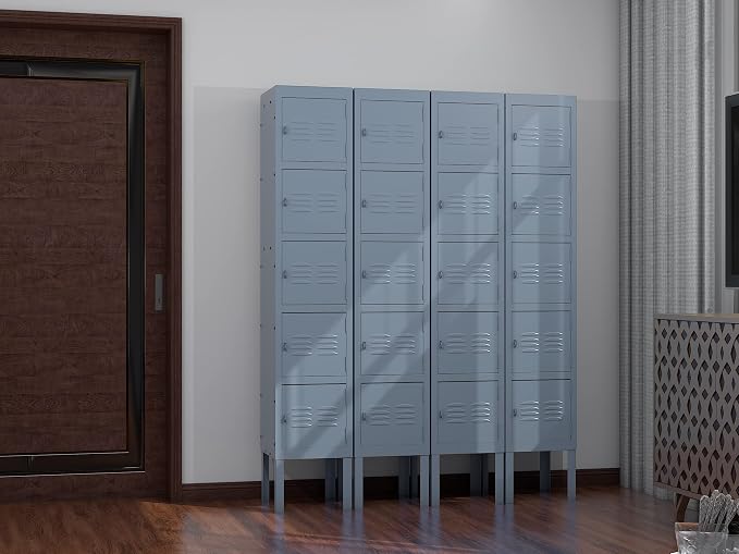 Metal Locker with 5 Doors, 5 Tier Steel Storage Lockers - Image 2
