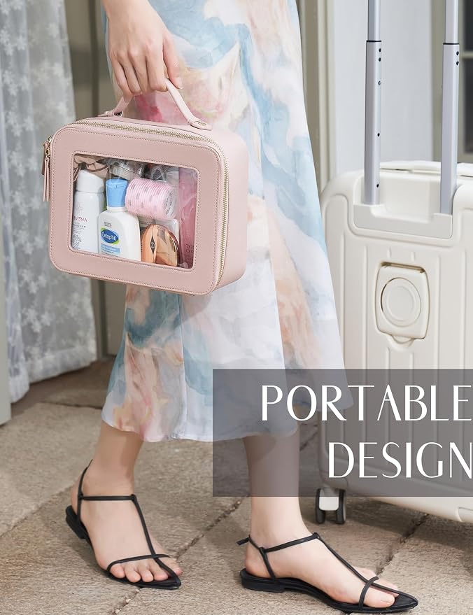 Popvibe Clear Makeup Bag Travel Cosmetic Case Transparent Toiletry Bag - Image 6