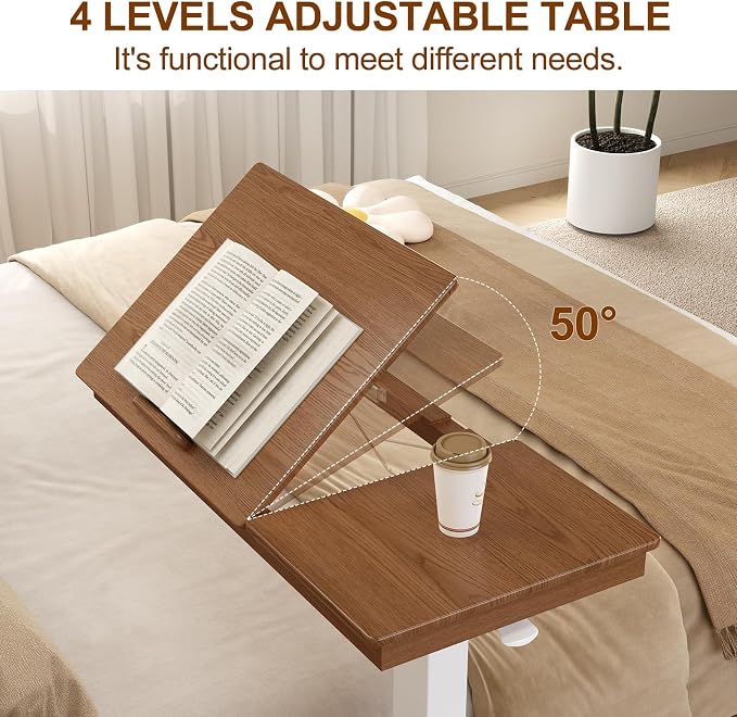 Solid Wood Overbed Bedside Table - Image 5
