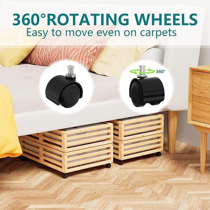 Bamboo Under Bed Storage Containers- Underbed Organizer - Image 7