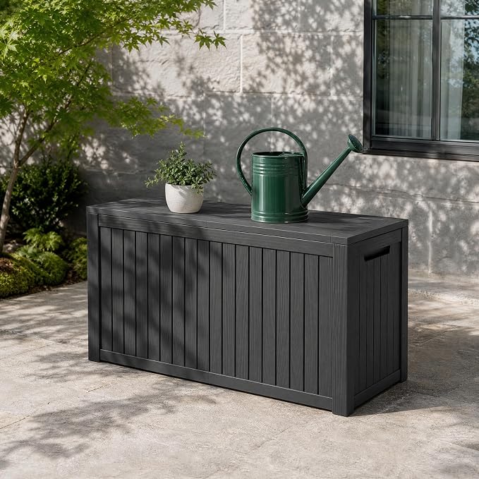 155 Gallon Outdoor Deck Storage Box, Large Waterproof Resin Patio Storage Box - Image 10