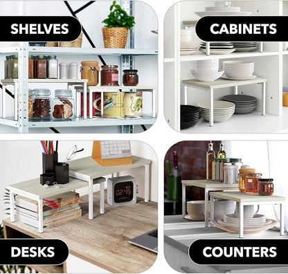 Simple Houseware Stackable Cabinet Counter Shelf Wooden Surface, Maple | - Image 7