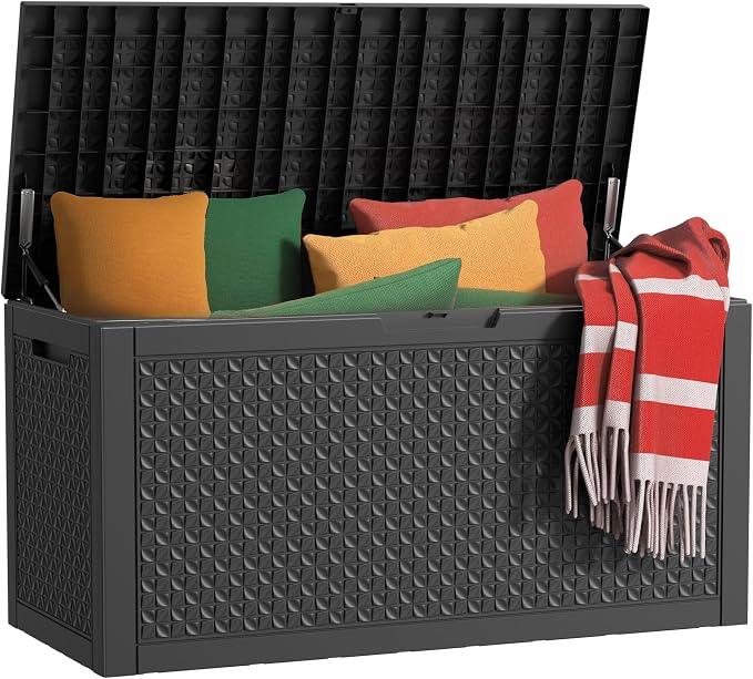 100 Gallon Waterproof Outdoor Storage Box, UV Resistant Resin Deck Box by KFY