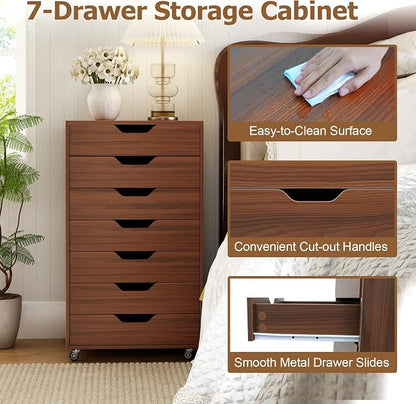 Giantex 7-Drawer Storage Cabinet, Mobile File Organizer - Image 6
