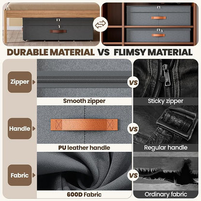 Under Bed Storage with Wheels, Adjustable Underbed Drawer with Lids, Underbed - Image 6