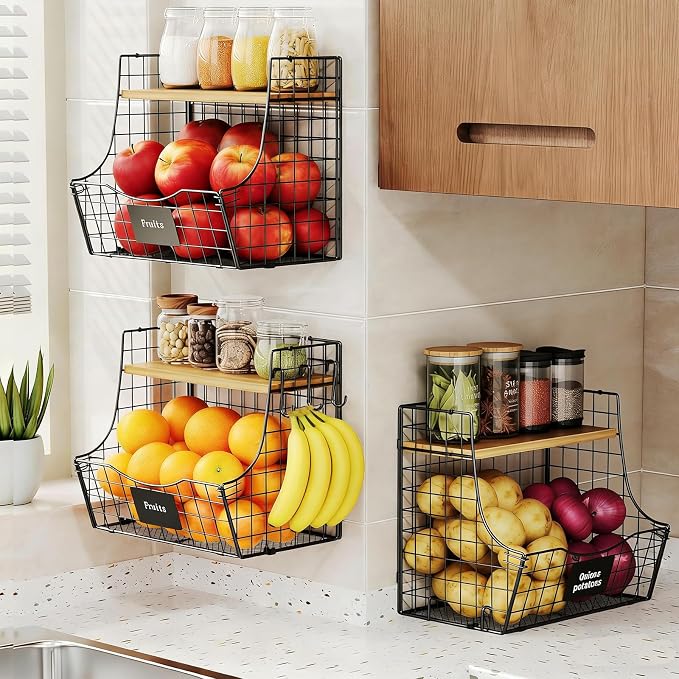 3 Pack wire Fruit Basket for Kitchen - Image 4