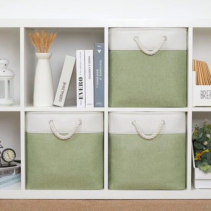 Bidtakay Cubby Storage Bins Set of 3 Fabric Baskets - Image 2