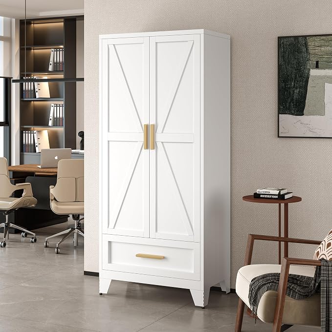 71" Tall Metal Wardrobe Cabinet - Image 7