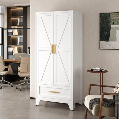 71" Tall Metal Wardrobe Cabinet - Image 7