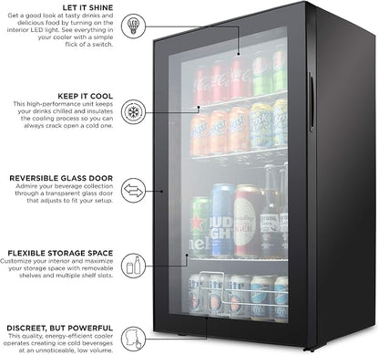 Ivation 126 Can Beverage Refrigerator | Freestanding Ultra Cool Mini Drink - Image 5