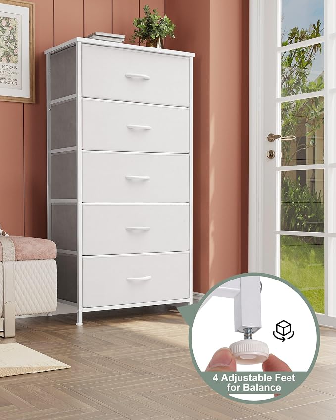 Tall Dresser, Wide Vertical Fabric Storage Organizer, 5 Drawers | Sturdy Steel - Image 7