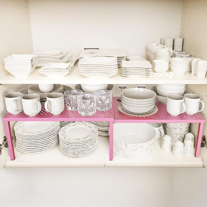 Simple Houseware Expandable Stackable Kitchen Counter Shelf Organizer, Metal Top - Image 2