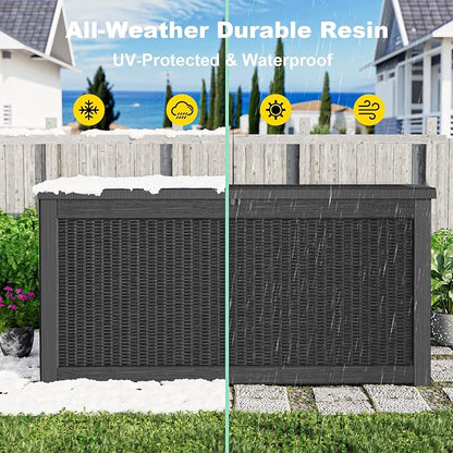 320 Gallon Large Deck Box, Resin Outdoor Storage Box - Image 5