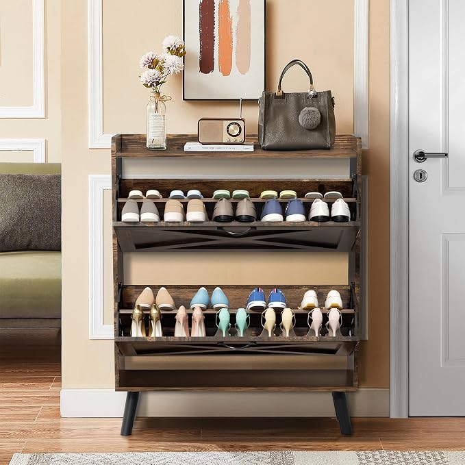 Narrow Shoe Storage Cabinet, Freestanding Hidden Shoe Organizer - Image 3