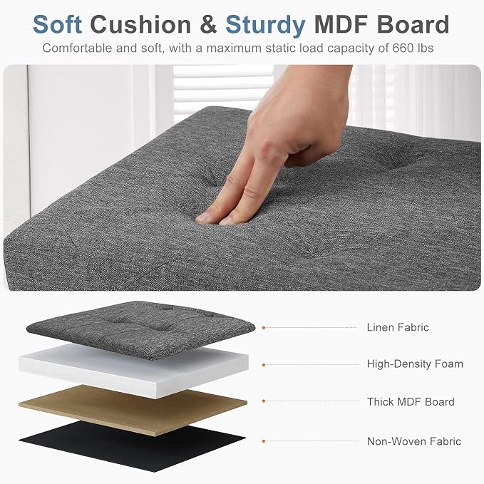 DUMOS 43 Inch Folding Storage Ottoman Bench, Large Ottoman - Image 5