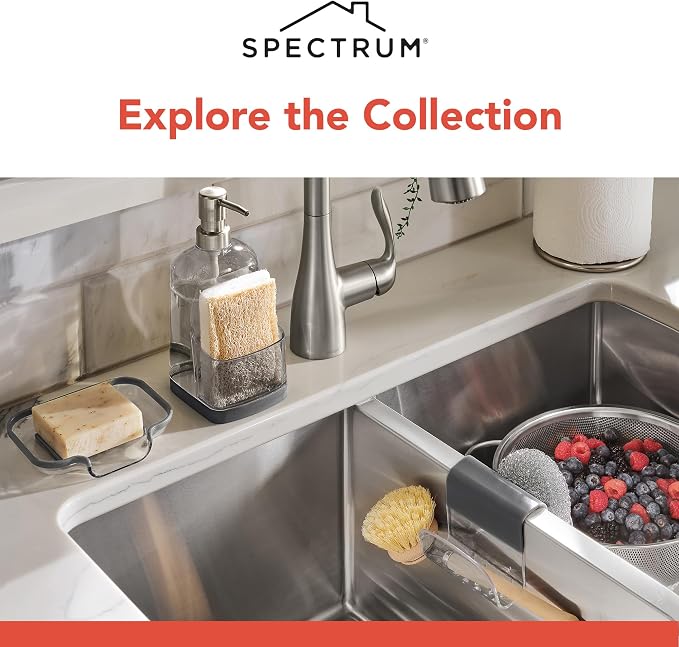 Spectrum Sink Saddle for Kitchen Sink Gray Slate Tint Sponge and Brush Holder - Image 6