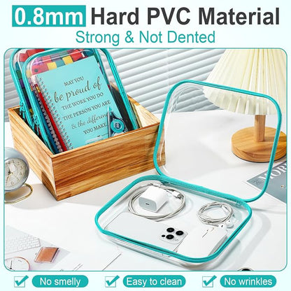 Sanwuta 6 Pcs Clear Hard Zipper Case Hard Plastic Zipper Pouches Transparent - Image 4