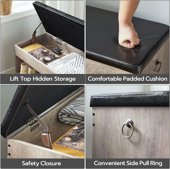HOOBRO Shoe Storage Bench with Cushion, 32.3'' Entryway Bench with Lift Top - Image 5