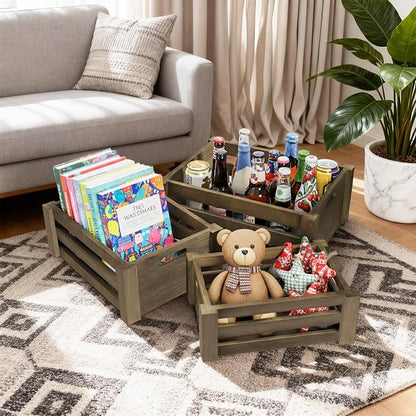 Lawei Set of 3 Wood Nesting Storage Crates - Image 6