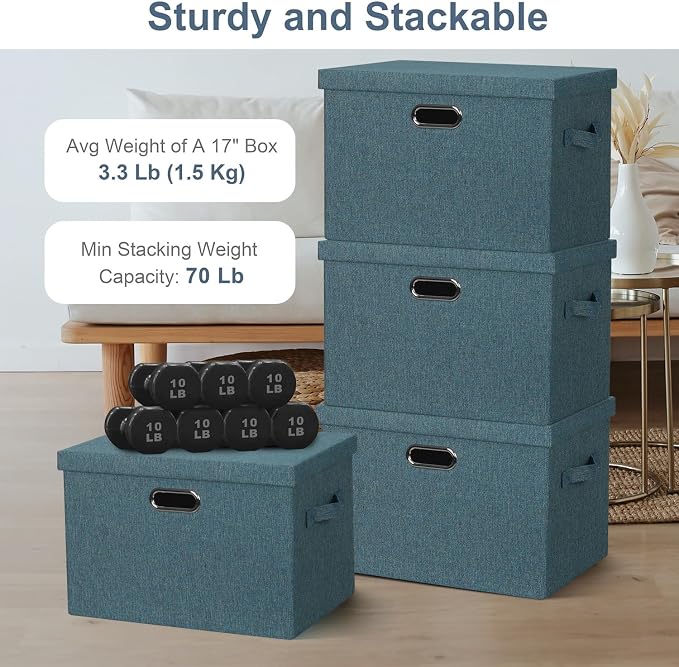 Large 17" 36 Quart Collapsible Stackable Storage Bins - Image 3
