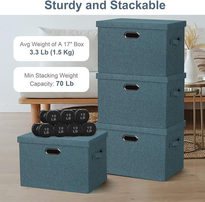 Large 17" 36 Quart Collapsible Stackable Storage Bins - Image 3