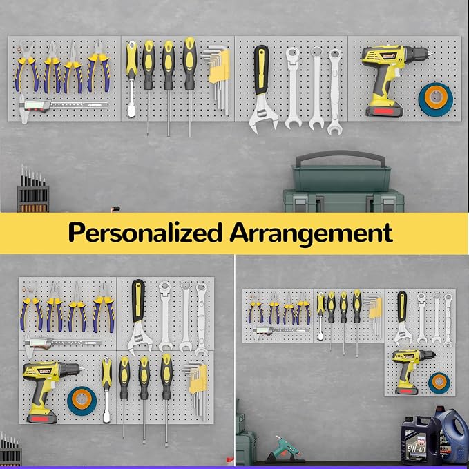 Peg Board, 4 Pack Metal Pegboard Panels, PegBoard Wall Organizer - Image 6