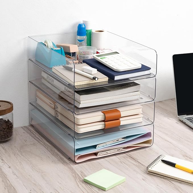 Tiawudi Desk Organizer, Plastic Letter Tray, Stackable File Organizer - Image 6