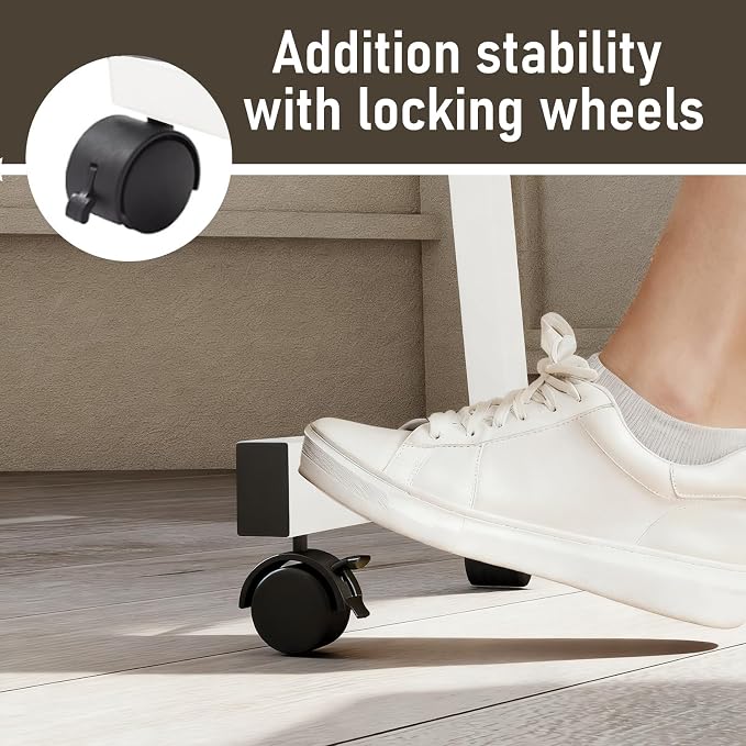Overbed Bedside Table with Wheels, Small Desk Portable Rolling, Overbed Table - Image 7