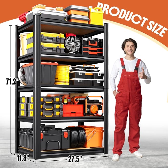 71.2''H Storage Shelves, 2000lbs Garage Shelving, Adjustable Heavy Duty - Image 3